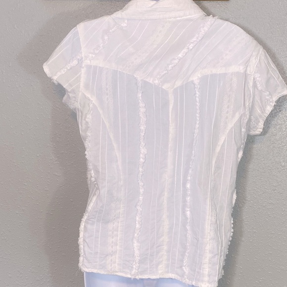 Scully White Button-Down Women's Shirt Lace Pearl Snap Buttons - Picture 12 of 12